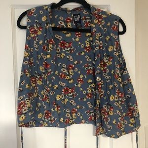 Gap Floral Light Blue Medium Vest